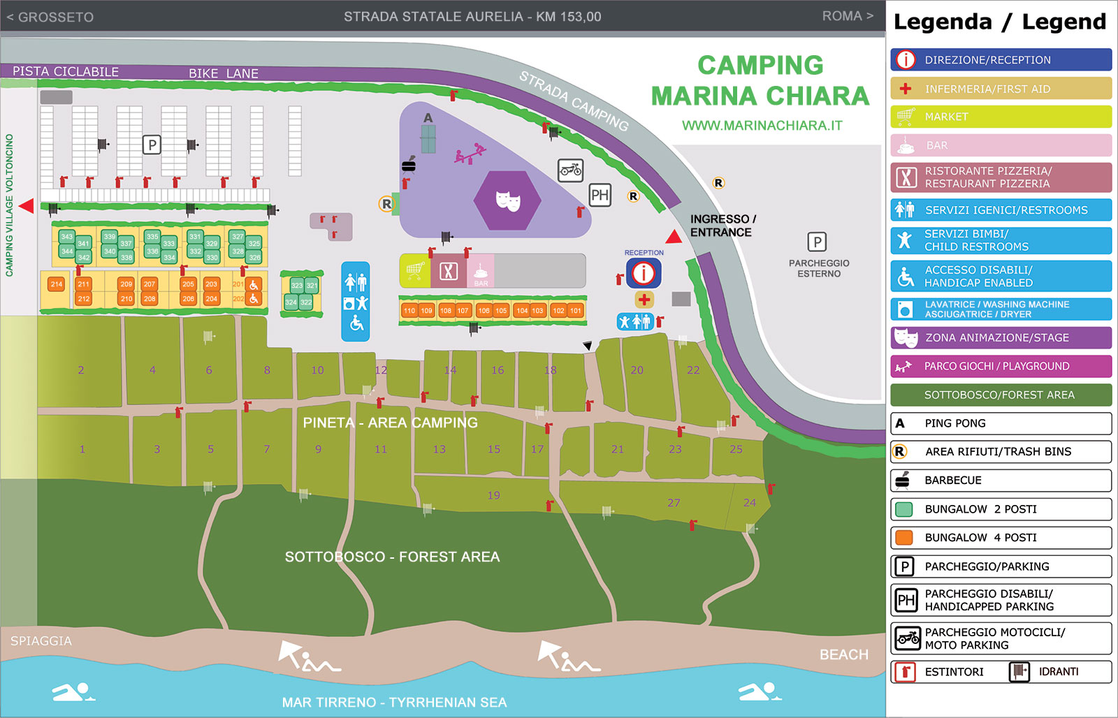 Mappa Camping Village Marina Chiara